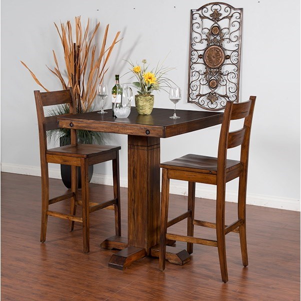 Tuscany 1377VM Adjustable Height Pub Table with Distressed Finish